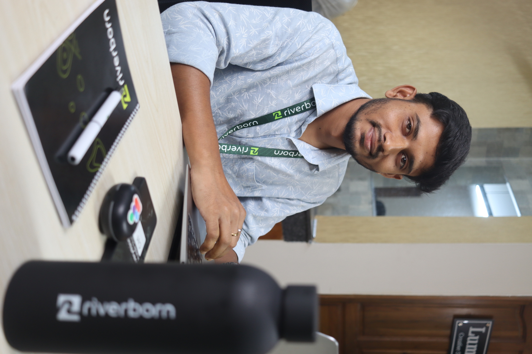 Md Rabbi Hossain at work in the Riverborn office.